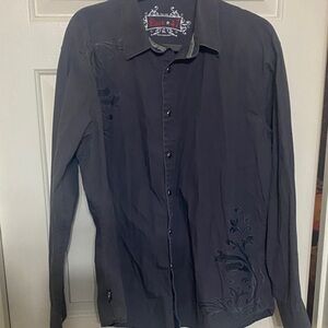Men's Dark Gray Embroidered Shirt